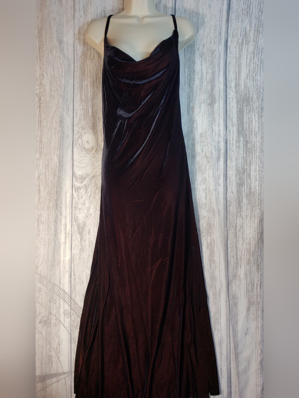 Off-Shoulder Velvet Evening Gown - Burgundy Black Color Dress Custom Small D19